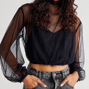 Free People Ellie Mesh Long Sleeve NWT